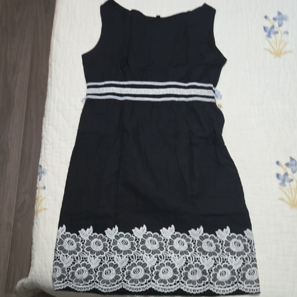 AND Elegant Black Dress with White Floral Accents